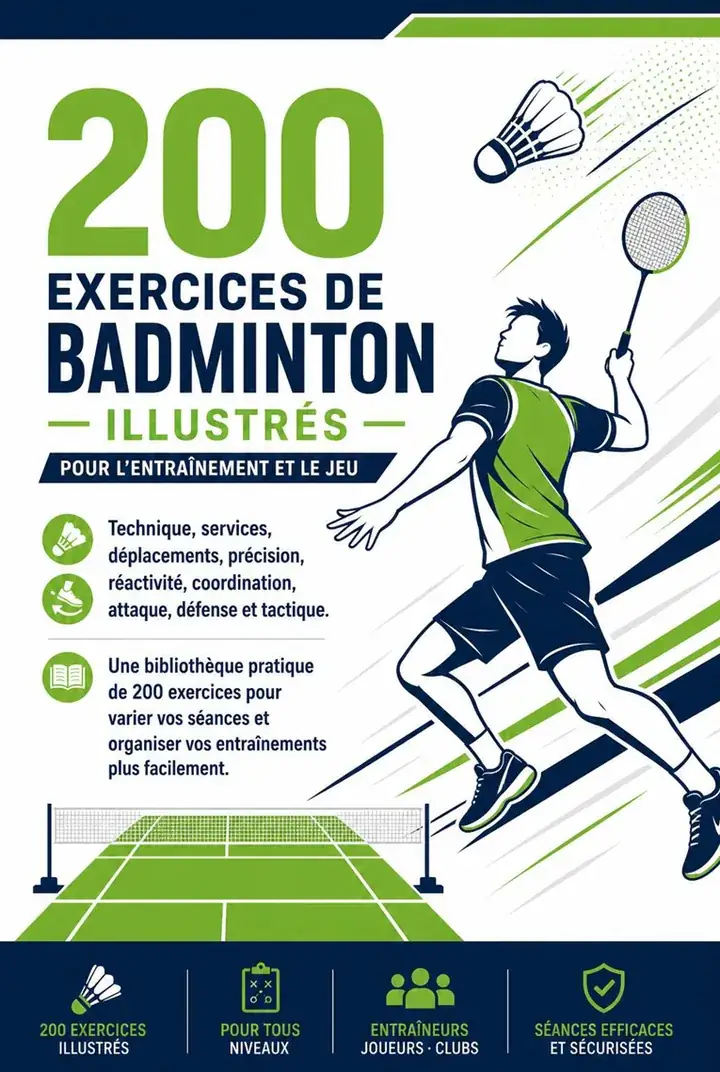 Page 1 du guide de badminton : 200 exercices illustrés